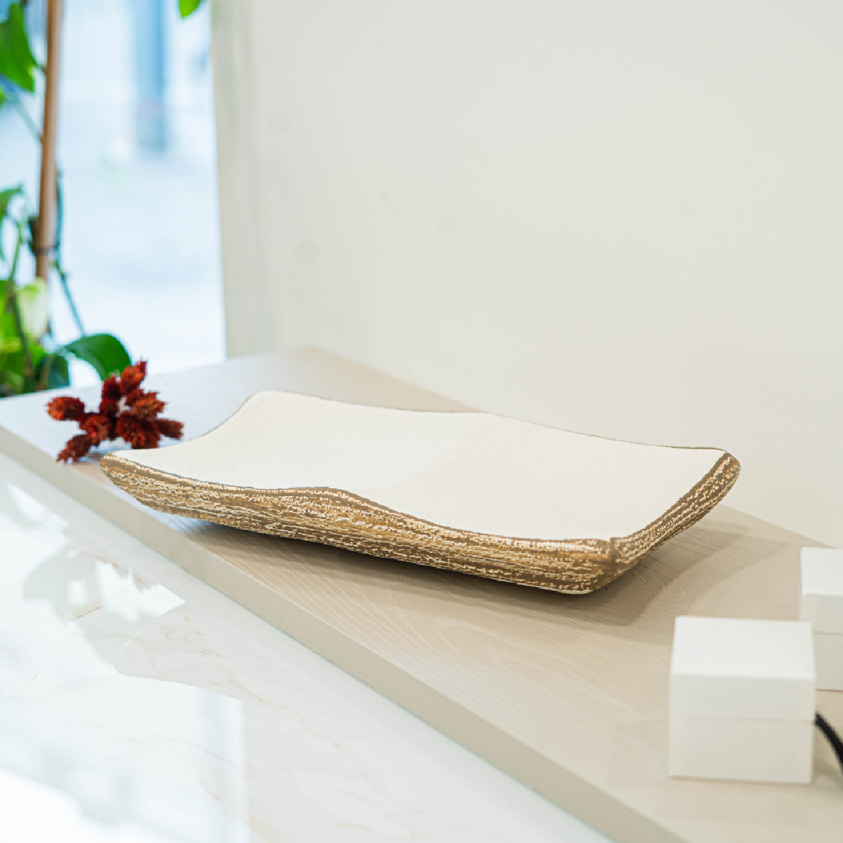 Centrotavola “Quadro” — Bicolore Bianco e Marrone(Slim)