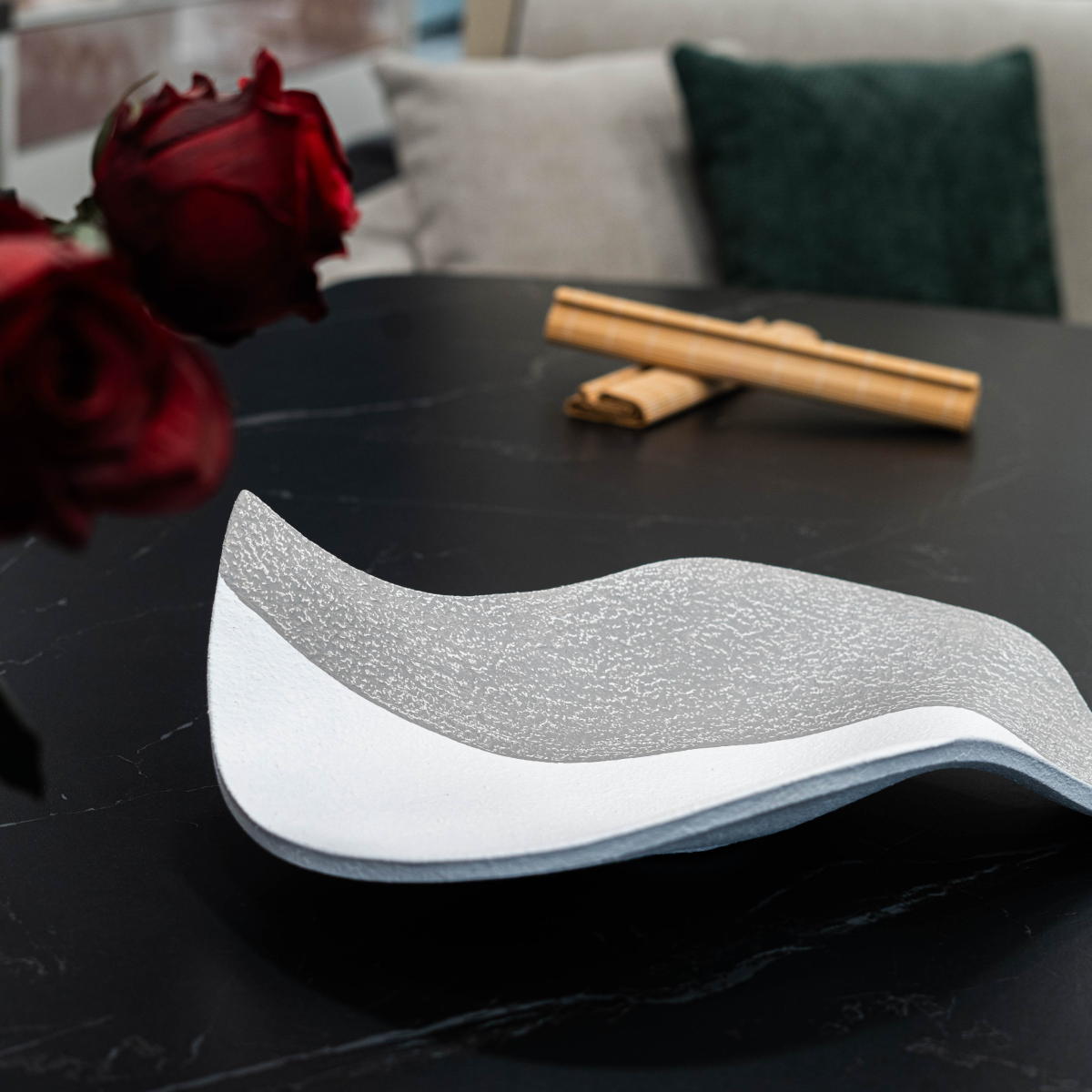 Centrotavola “Onda” — Bicolore Bianco & Grigio