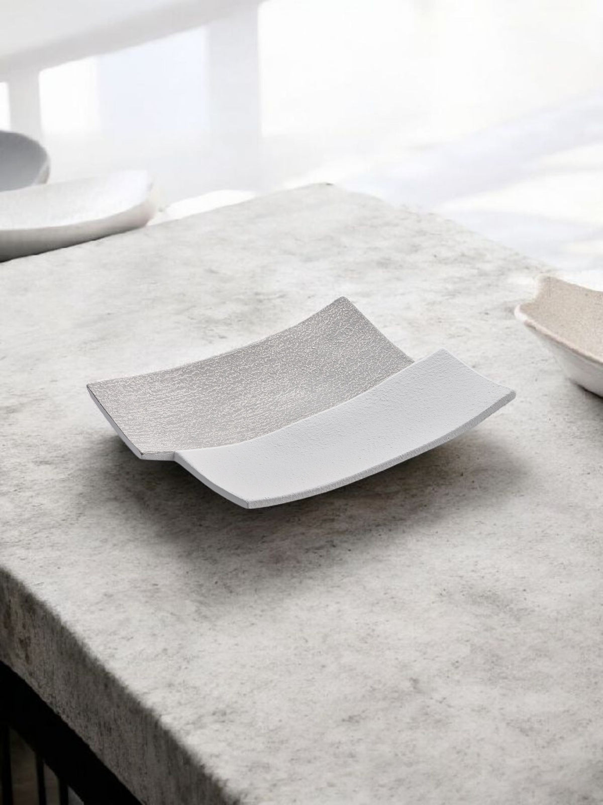Centrotavola “Rettangolo” — Bicolore Bianco & grigio (Slim)