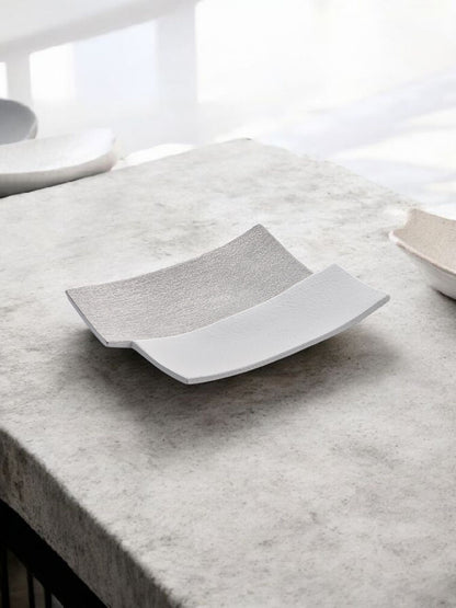 Centrotavola “Rettangolo” — Bicolore Bianco & grigio (Slim)